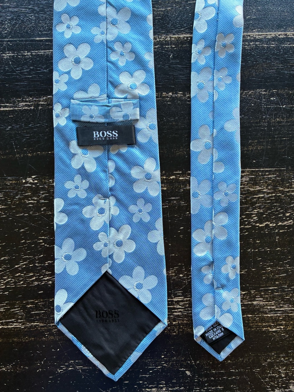 BOSS Light Blue Floral Silk Tie